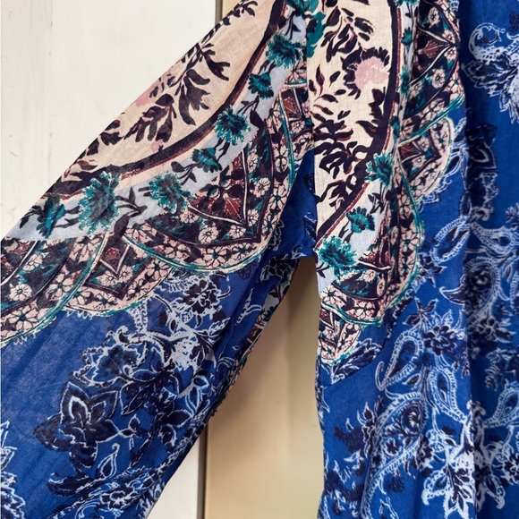 Free People Blue Paisley/Floral Button down Blouse - Picture 4 of 8